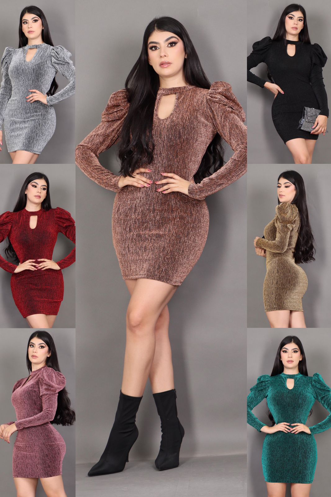 Vestido CS Escote Gota Brilloso