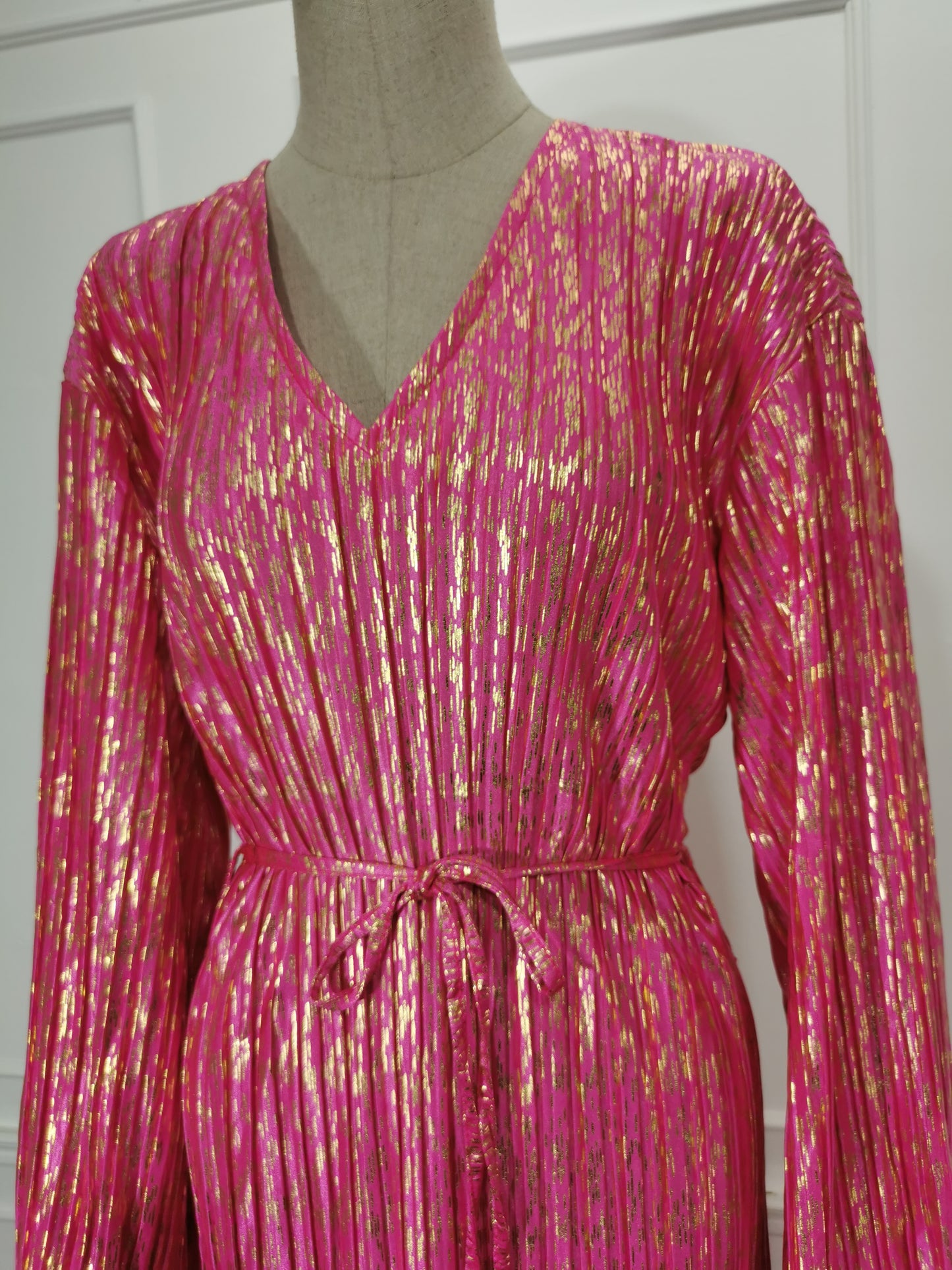 Vestido CS Plisado Dorado