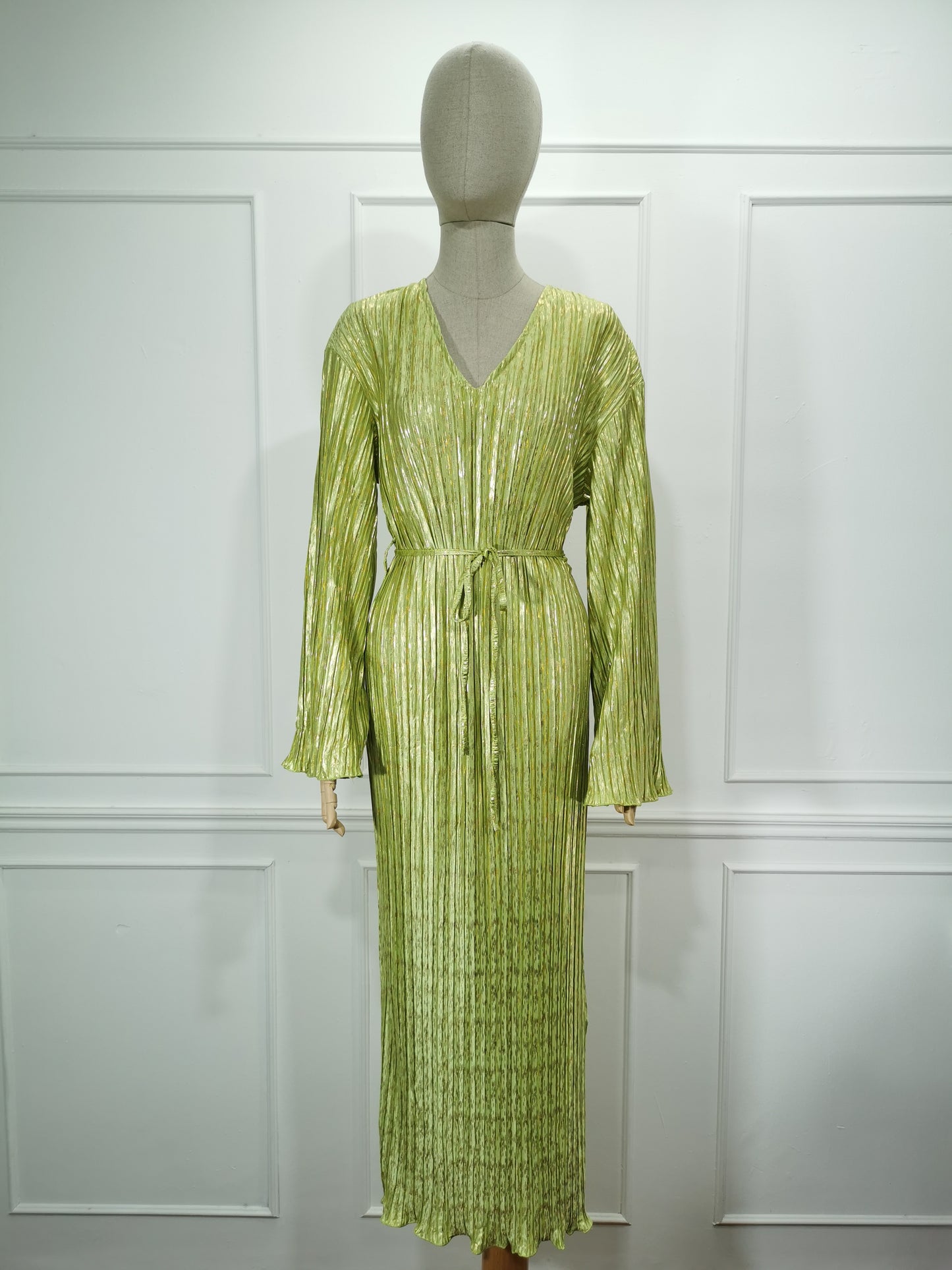 Vestido CS Plisado Dorado