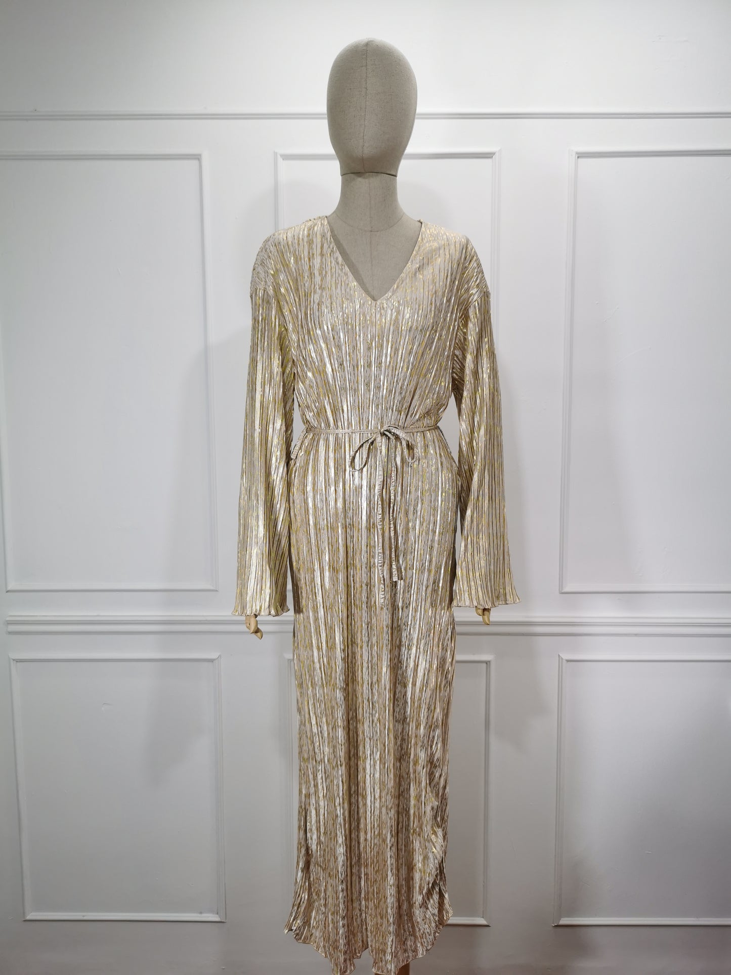 Vestido CS Plisado Dorado