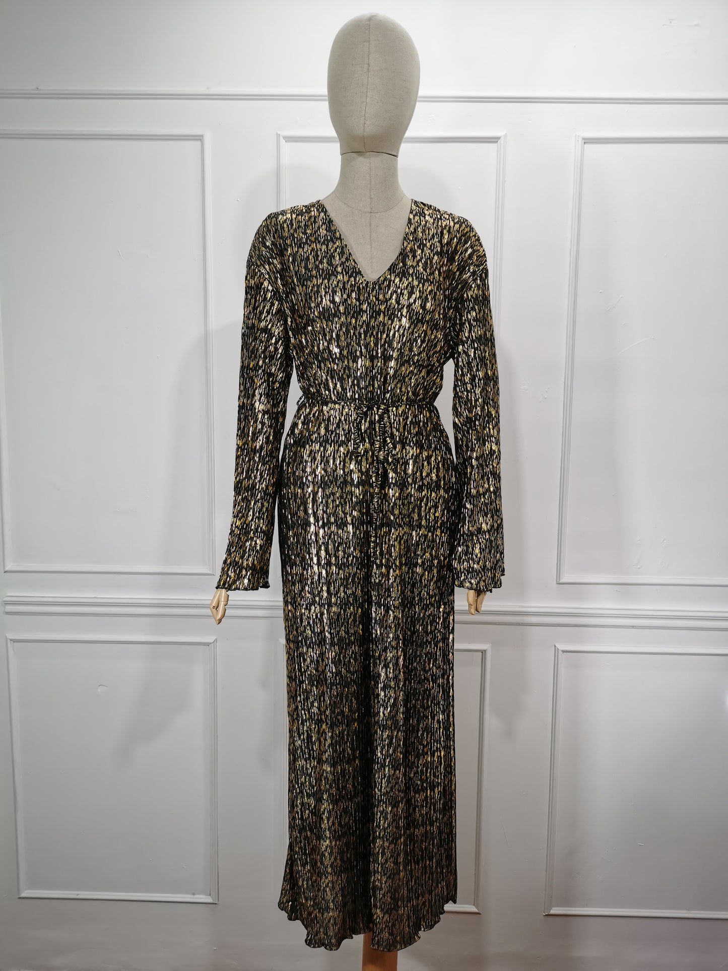 Vestido CS Plisado Dorado