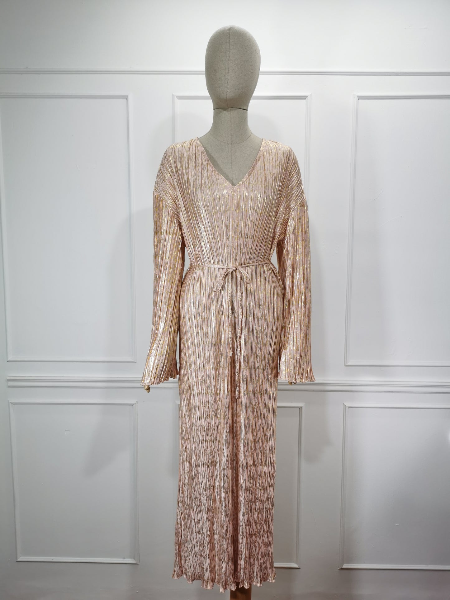 Vestido CS Plisado Dorado