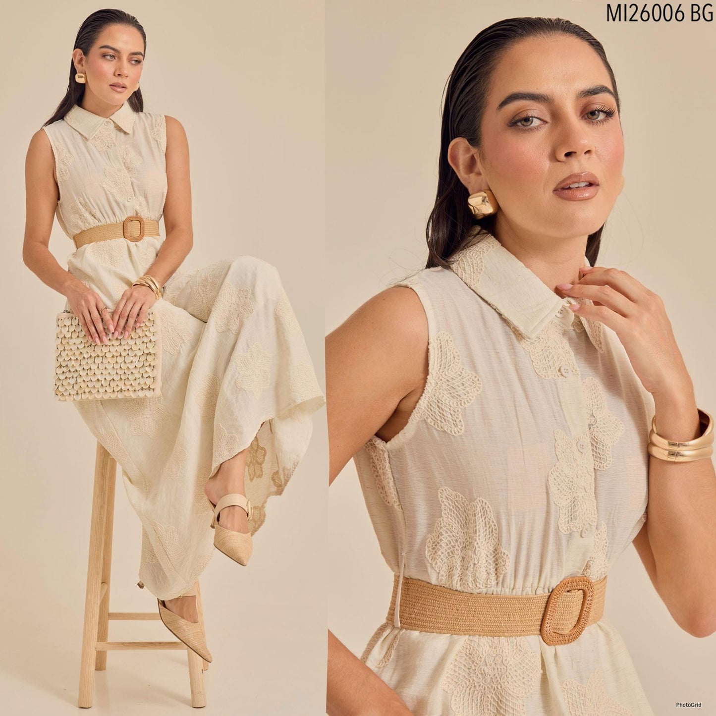 Vestido CS Tejido cinturón yute