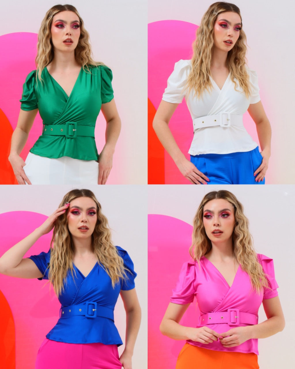 Blusa Cinto Licra Satinada