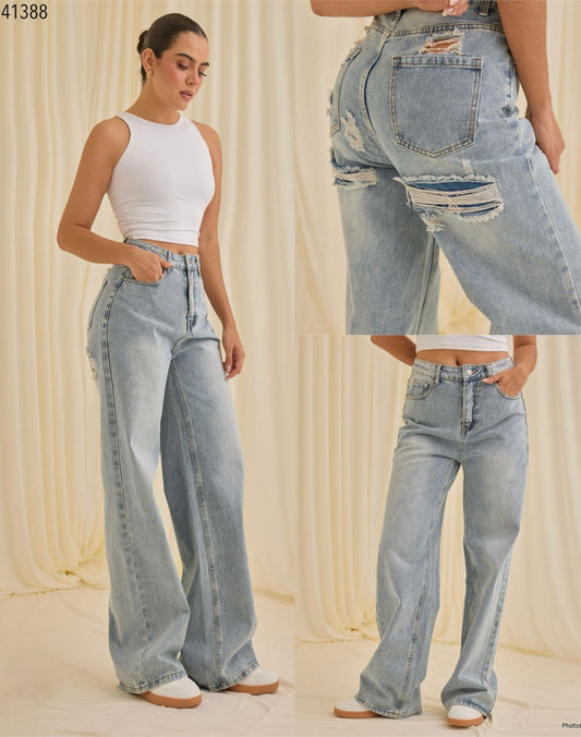 Pantalon Mezclilla Wide leg